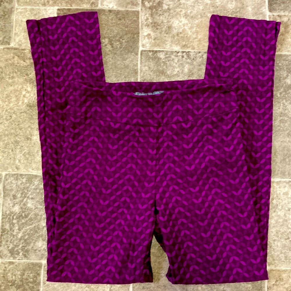 Purple Patterned Leggings, Small, Euc. - image 1
